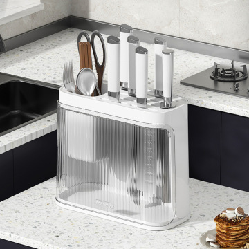 Modern Plastic Kitchen Utensil Holder Rack with Knife Rest