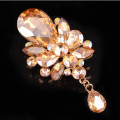 Gold Crystal Water Drop Bridal Wedding Pin