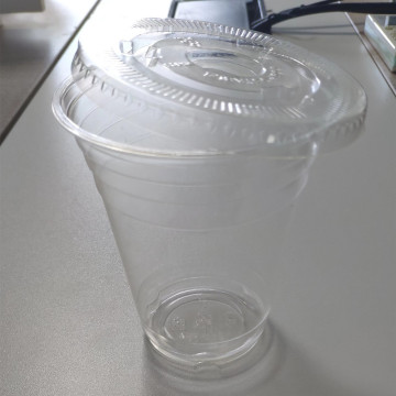 Copa fría de PLA bioplástica con tapa plana degradable