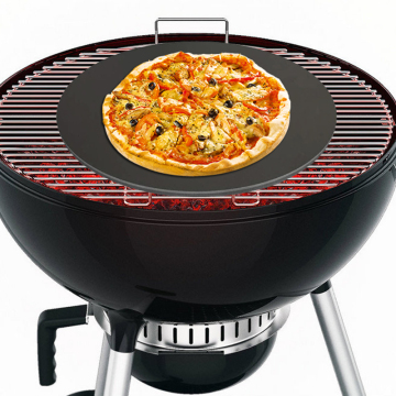 Customized Round Pizza on Baking Steel Plate in Oven