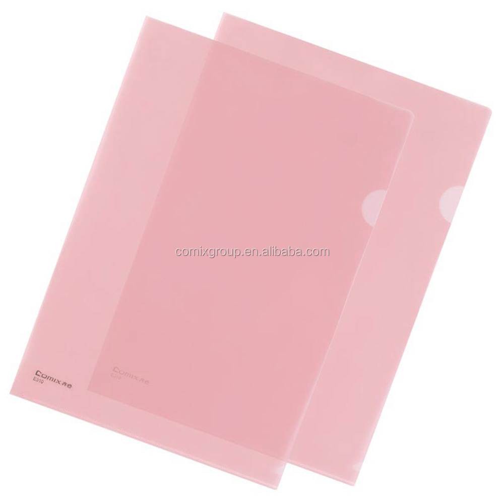 Comix Low price High quality A4 transparent L-shape plastic Pocket folder / File Folder