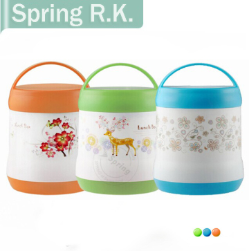 colorful stainless steel thermal food container, plastic lunch box, lunch box with handle