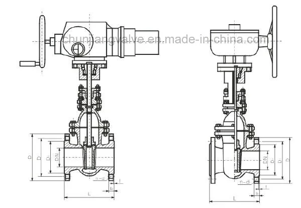 Electric/Bevel Gear Drive Iron Gate Valve with Non-Rising Stem