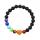 Gemstone 7 Chakra Healing Reiki Stretch Pulsera Piedra de lava negra con encanto del corazón de cristal Pulseras elásticas para hombres Mujeres