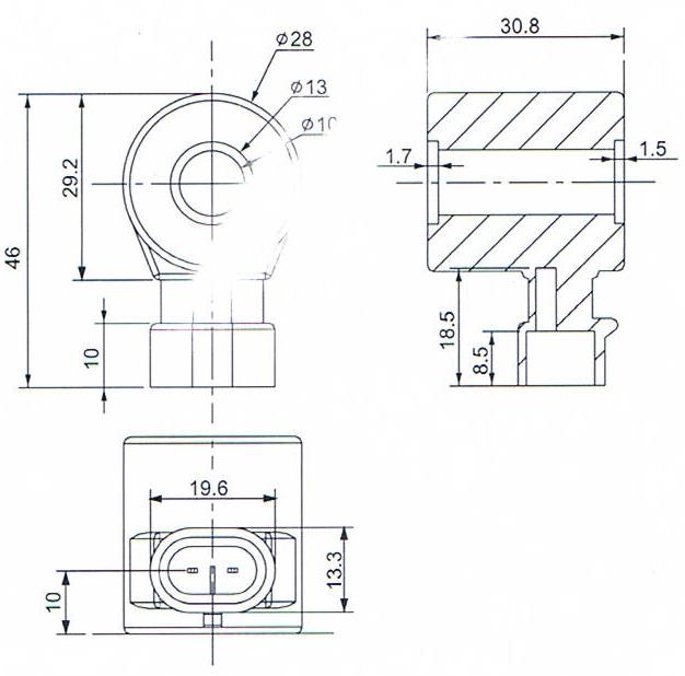 Overall dimension of Autogas System Injector Rail Solenoid Coils