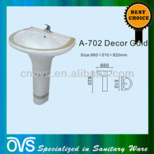 A702 ovs bathroom fancy wash basin pedestal basin decor gold
