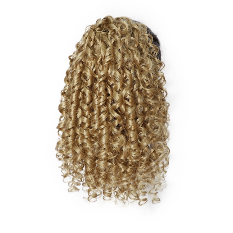 Wrap Around Jerry Curly Long Wholesale Chip On For Black Women Machine Made Sythentic Ponytail Hair Extensions