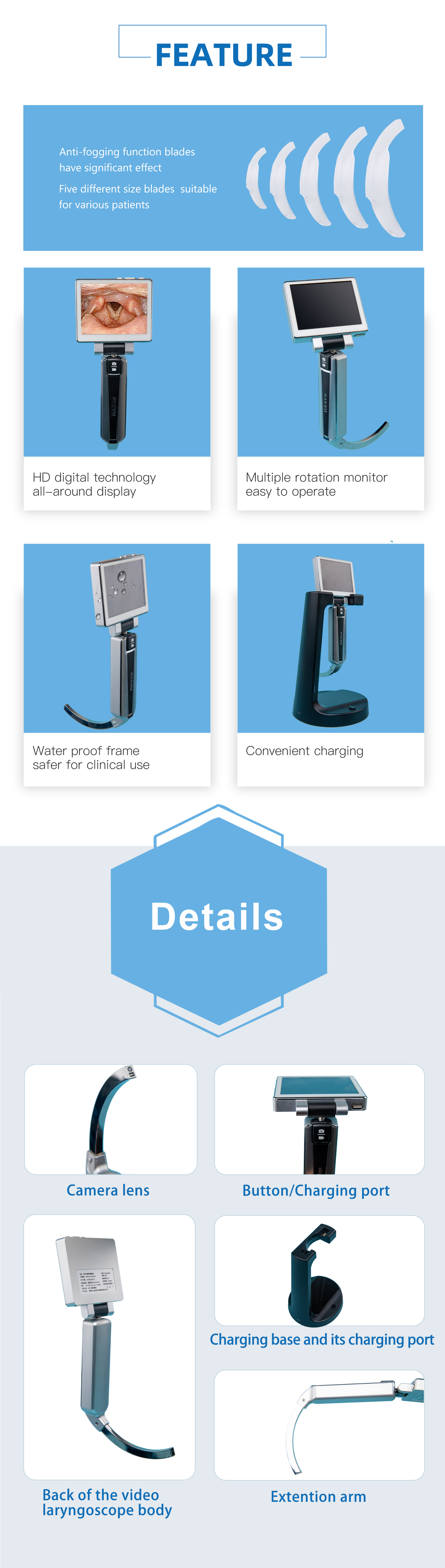 TUORen video laryngoscope reusable manufacturer electronic laryngoscope