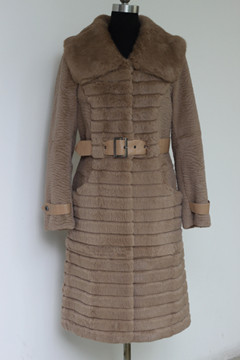 Rabbit fur coat with fox collar