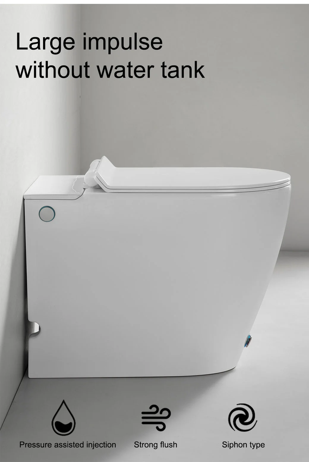 Modern Floor Mounted Ceramic Pulse Solenoid Toilet Without Water Tank