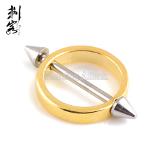 Surgical Steel Nipple Barbell with Gold Circle Nipple Piercing Ring