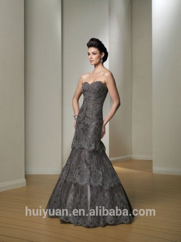 dark grey layered lace ball gown strapless special occasions prom dresses