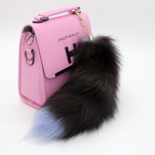 Factory price wholesale cheap big size real fox tail keychain
