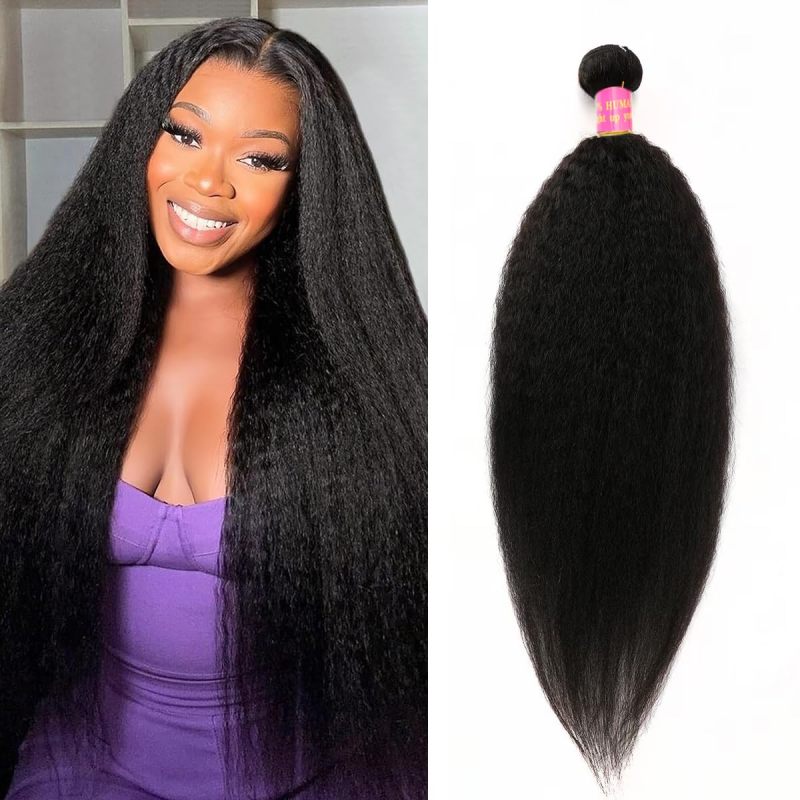 Yaki straight 13x6 lace front natural black human hair wig 22‑36inch