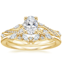 18K Gold Oval Solitaire Ring with Vintage Enhancer