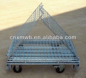 Collapsible stackable wire rolling storage cage