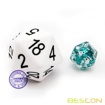 Bescon Jumbo D20 38MM, Big Size 20 Seiten Würfel Solid White, Big 20 Faces Cube 1,5 Zoll