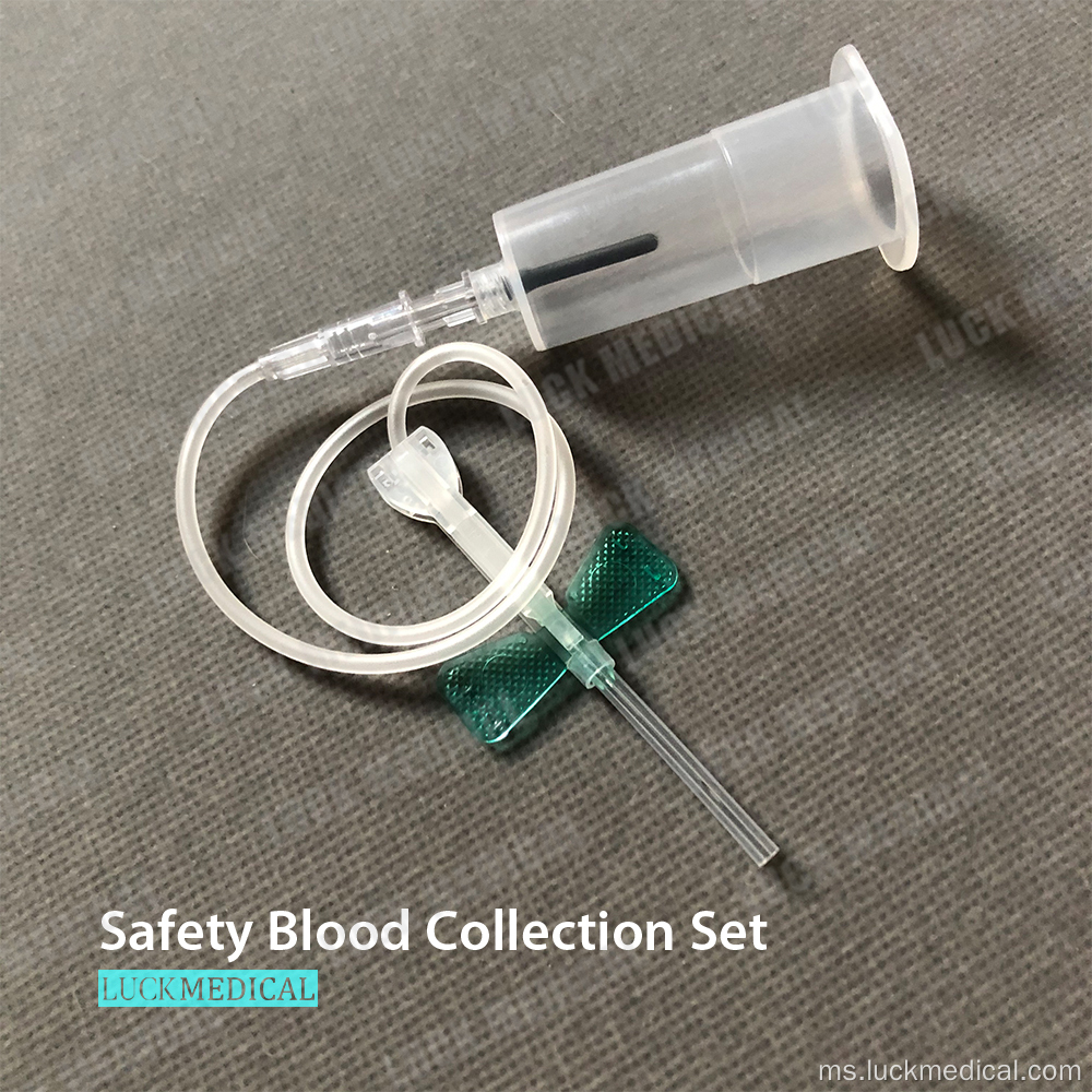 Jarum keselamatan set dengan pemegang darah untuk pengumpulan darah