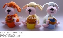 cute and lively stuffed customized plush dogs with a pen container