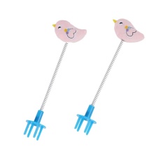 plastic cartoon bird stainless steel spring cat toy