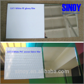 Woven fabric film backed mirror, vinyl CAT II backed mirror, safety mirror with vinyl back Film