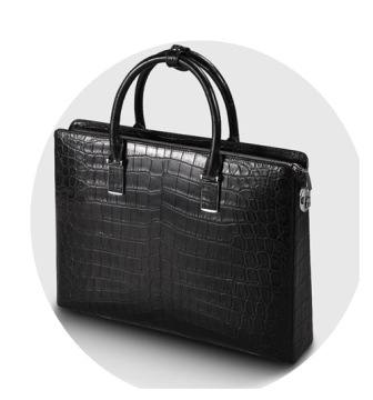 Nile Crocodile Leather Men's Bag Multi-Layered Portable Briefcase Leather Crocodile Belly Platinum Production