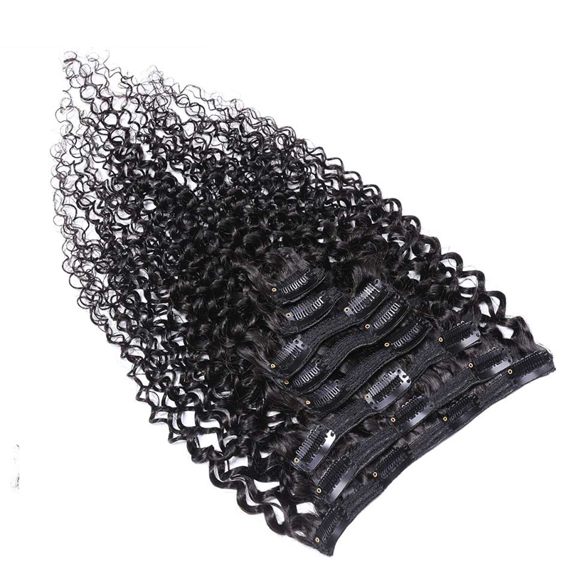 Cheap remy human hair extension clip in hair extension,clip hair,100% kinky curly clip in human hair extension for black
