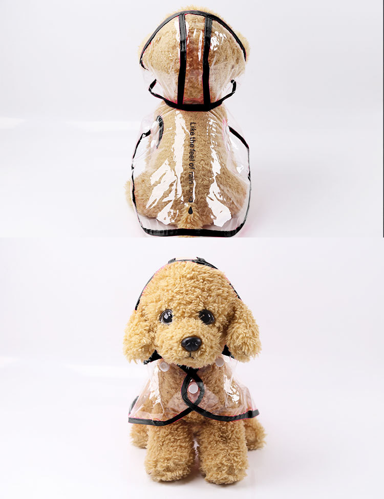 Dog Raincoat Spring and Summer Clothes Teddy Small Dog Pet Poodle Puppy Raincoat Transparent Raincoat Pet Clothes