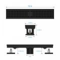 12 -Zoll -Dusche Linear schwarzer Abfluss rechteckiger Boden Abfluss mit Zubehör Quadrat Loch Muster Abdeckung Abnehmbar Sus304 STAI