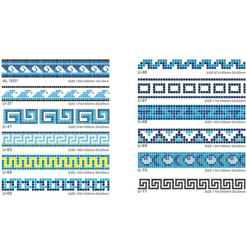 Mosaico Piscina Línea de agua Patrón de Azulejos de Vidrio