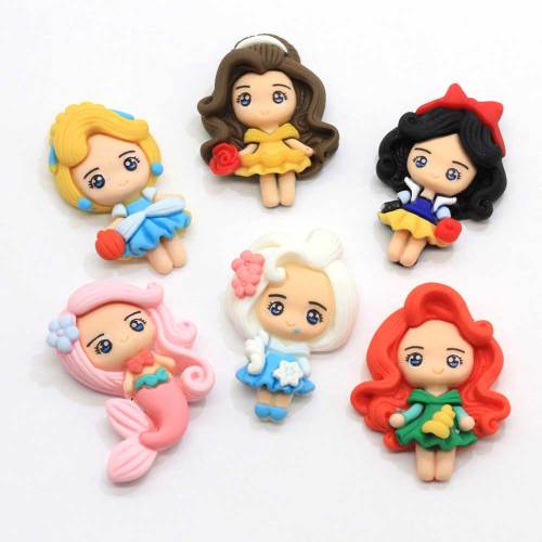 32mm Kawaii Simulatie Polymeer Klei Pop Plat Prinses Hars Cabochons Voor DIY Haar Boog Telefoon Decoratie Scrapbooking