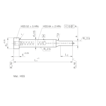 Poinçons en forme avec tête cylindrique avec broche d&#39;éjection