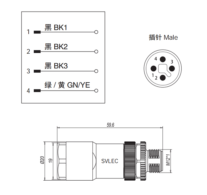 M12 T-Code power connector