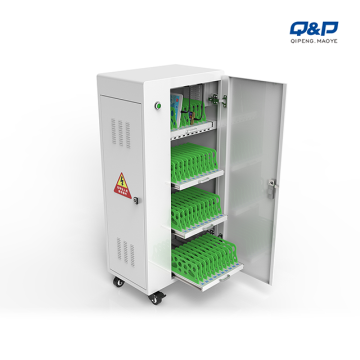 Storage device charging carts with cables