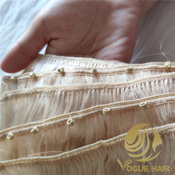 Custom machine weft hair with beads