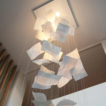 LED Staircase Chandelier Paper Shaped Lights for Hotel Lobby Engineering Custom