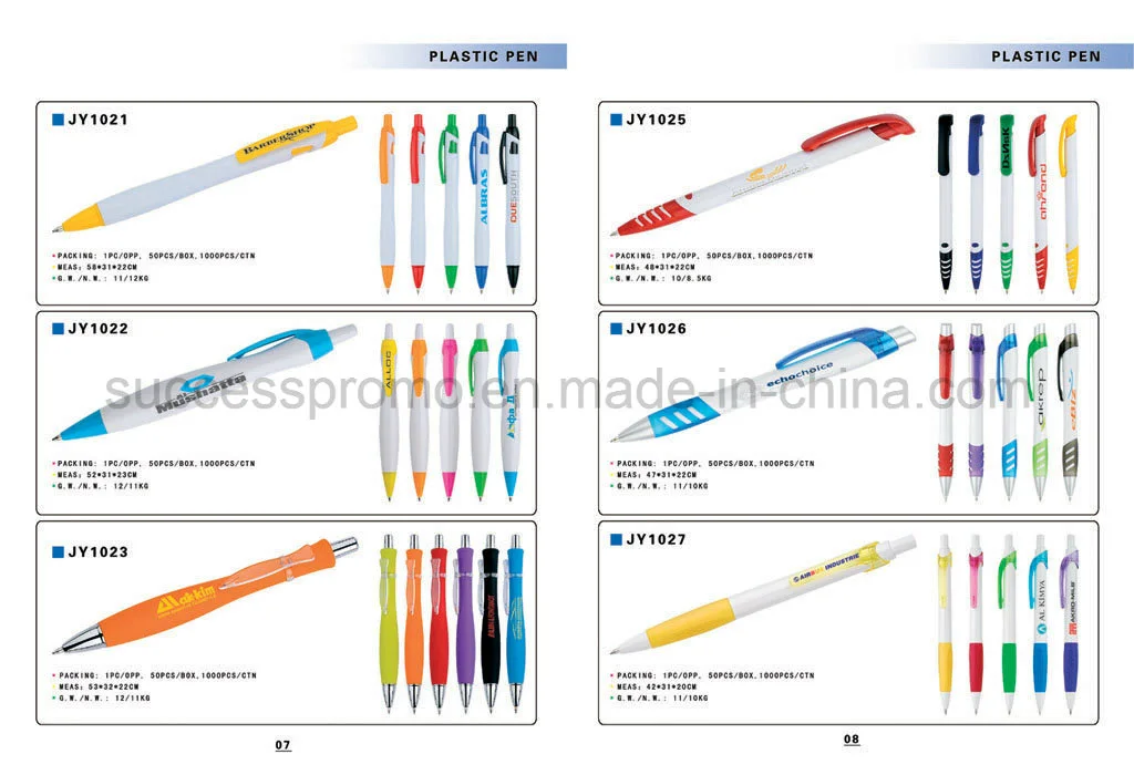 Plastic Ballpoint Stationery Pen with Customized Shaped