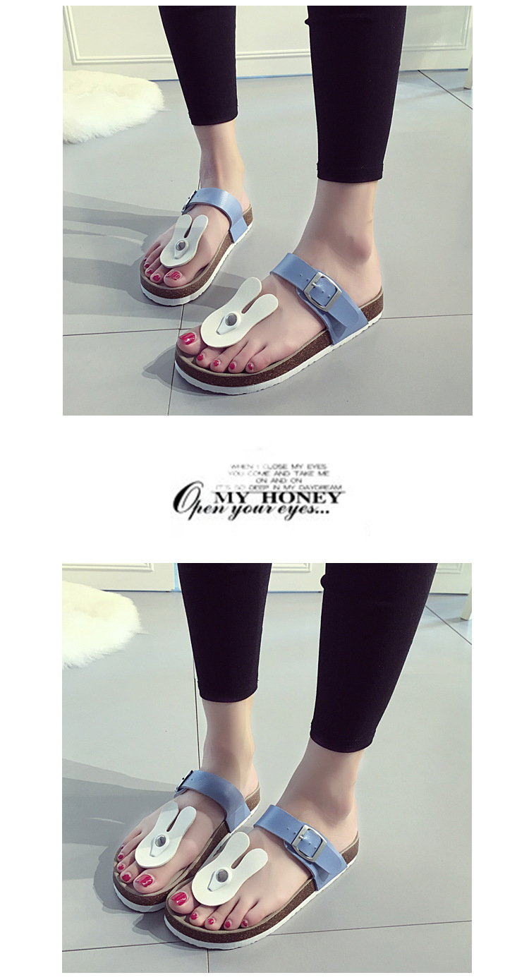 Fashion Hot sale Women Cork Sole Slippers Ladies Flat Thong Sandals Flip flops