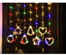 Xmas Tree Heart Snowman Sucker Window Decorative Light