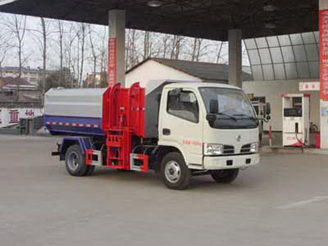 Dongfeng Duolika 4CBM Hydraulic Lifter شاحنة جمع ونقل النفايات