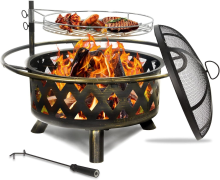 Round Metal Fire Pit for Outdoor Camping