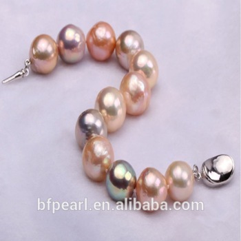 12.5-13mm Multicolor Round Edison Pearl Bracelet Design