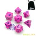 Bescon+New+Style+Solid+Metal+Dice+Set+Deep+Pink+w%2FBlack+Numbers%2C+Metallic+RPG+Miniature+Polyhedral+dice+set