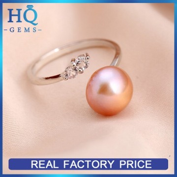 Wholesale wedding cream pearl ring freshwater new design pearl finger ring