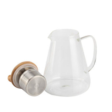 1L glass Tea Pot with Bamboo Lid