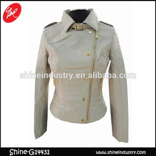 Women specific character zipper PU jackets