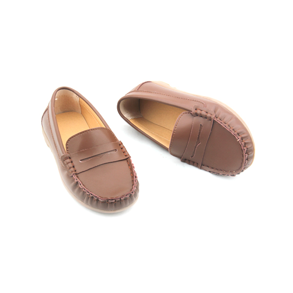 Wholesales Rubber Sole Leather Boat Shoes Kids Casual Shoes