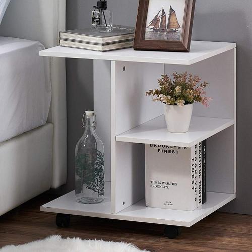 Nightstand Modern End Side Table with Rolling Wheels