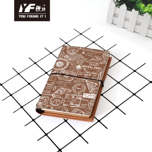Custom nostalgic postmark style PU cover notebook with elastic strap small leather diary
