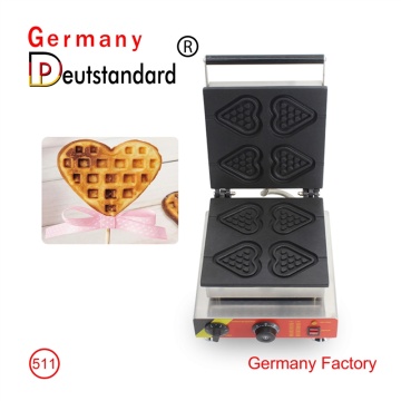 Commercial four heart-shape waffle maker machine